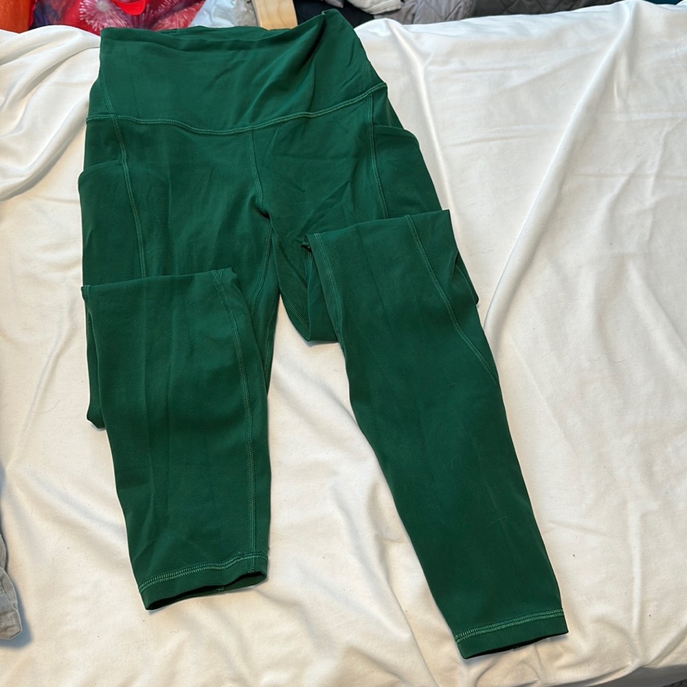 Green align leggings with pockets